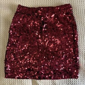 Burgundy Sequin Mini Skirt - Sparkle Party Pencil Skirt